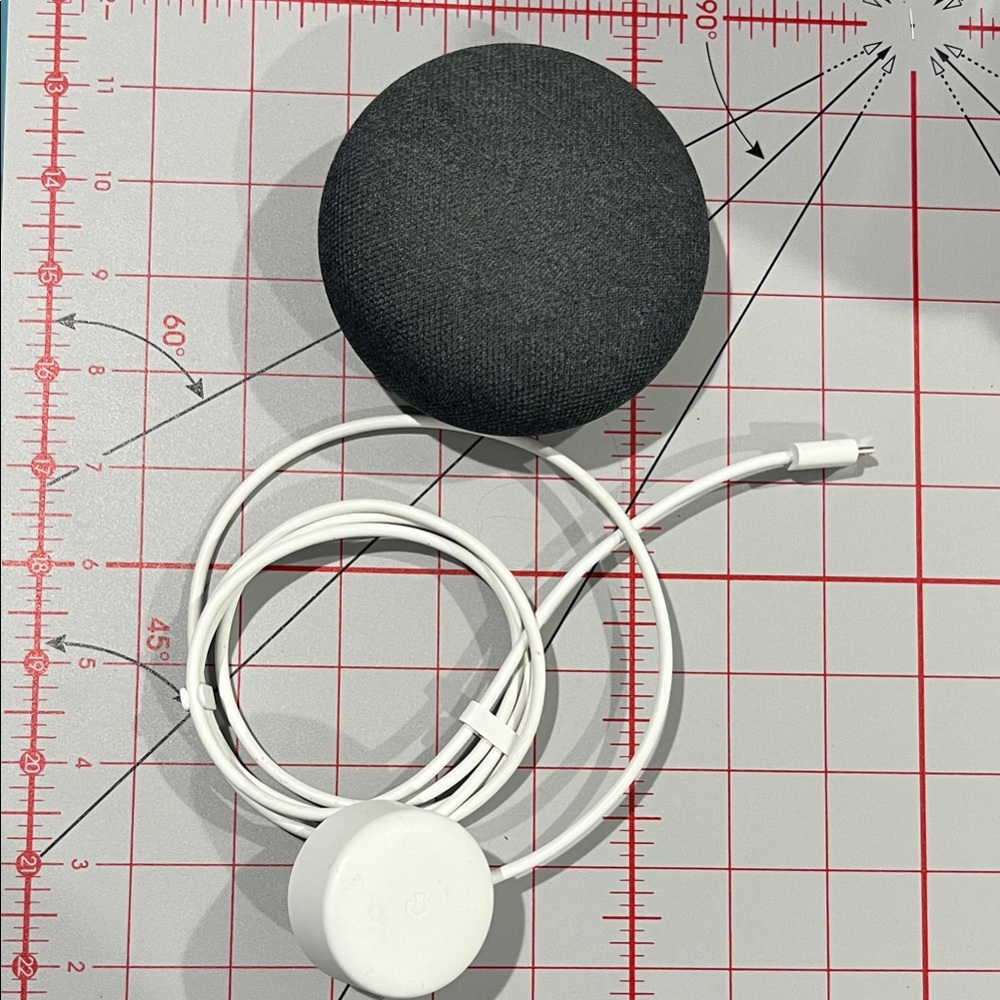 Google Home Mini Charcoal Speaker with White Cable